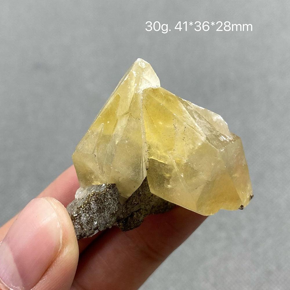 Yellow Calcite Crystal with Pyrite