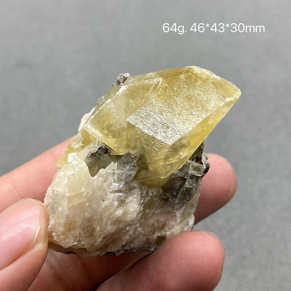 Yellow Calcite Crystal with Pyrite