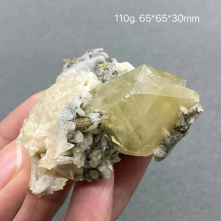 Yellow Calcite and Pyrite Gem Grade Crystal Cluster