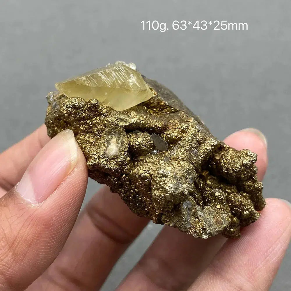 Yellow Calcite and Pyrite Gem Grade Crystal Cluster