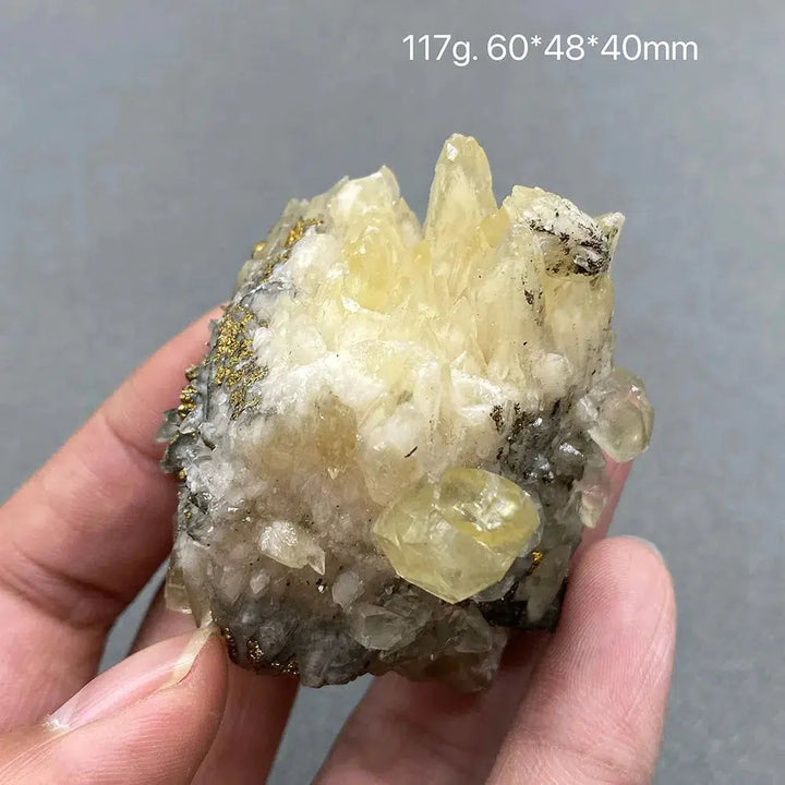 Yellow Calcite and Pyrite Gem Grade Crystal Cluster