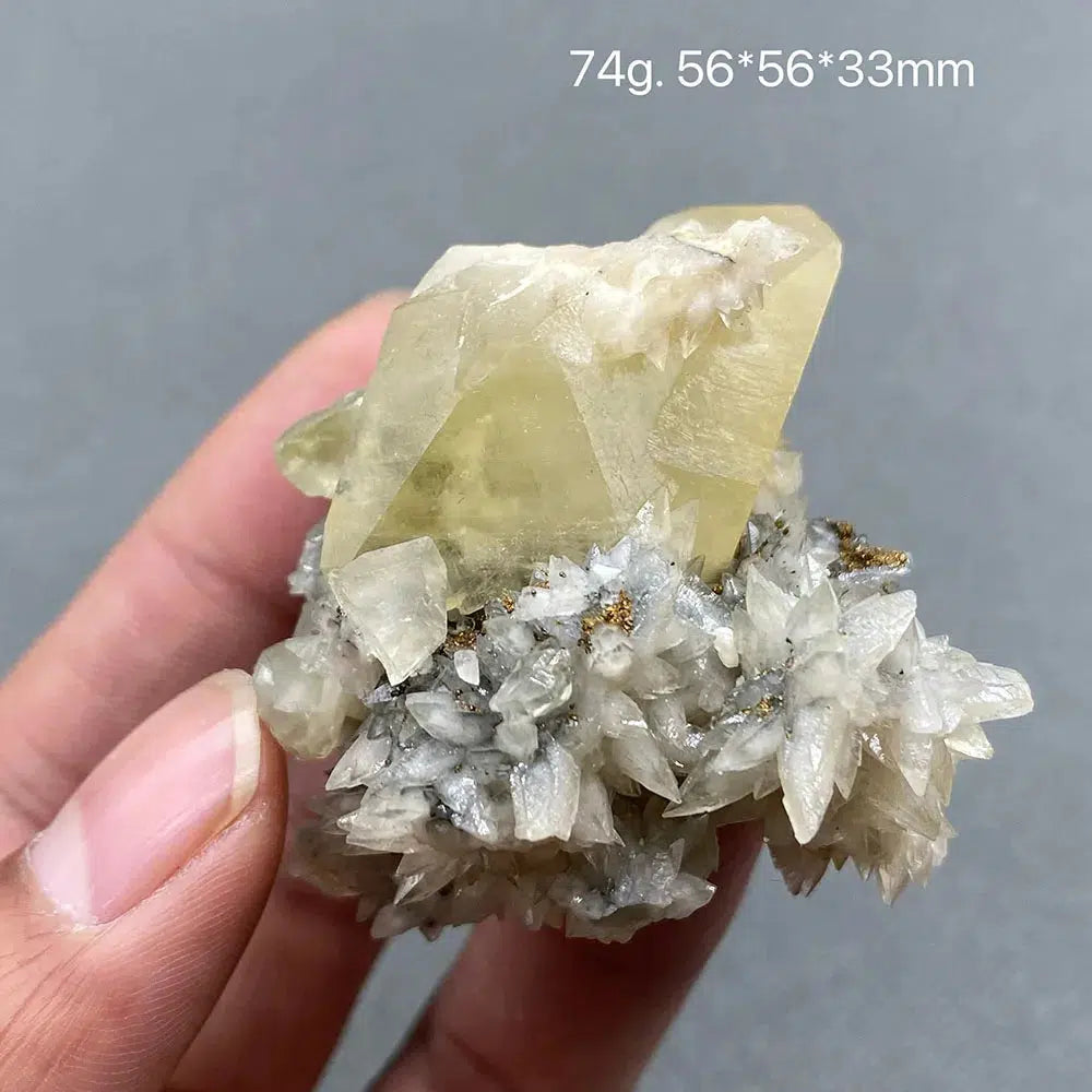 Yellow Calcite and Pyrite Gem Grade Crystal Cluster