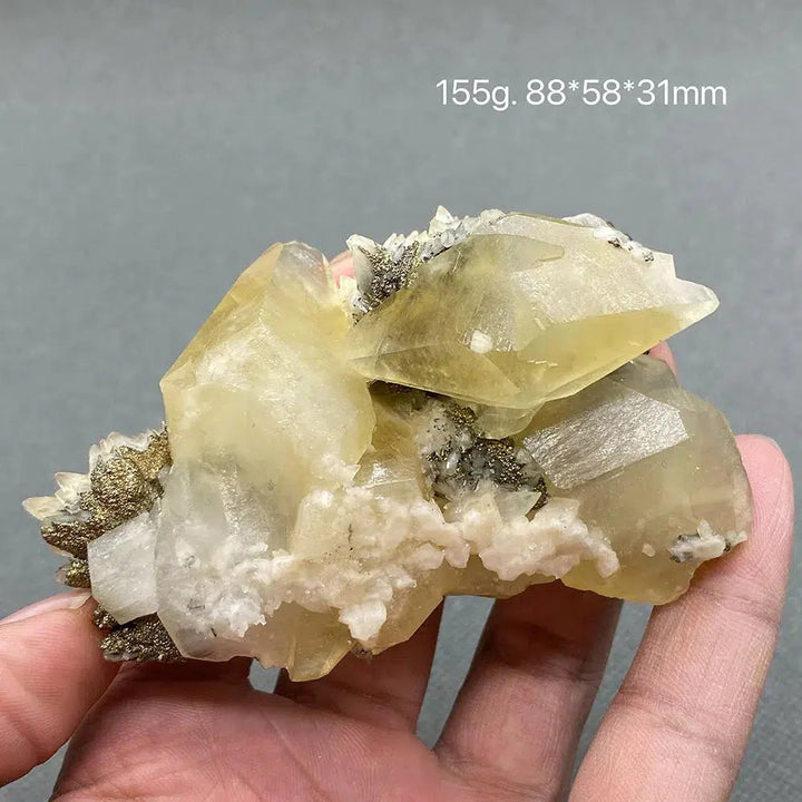 Yellow Calcite and Pyrite Gem Grade Crystal Cluster