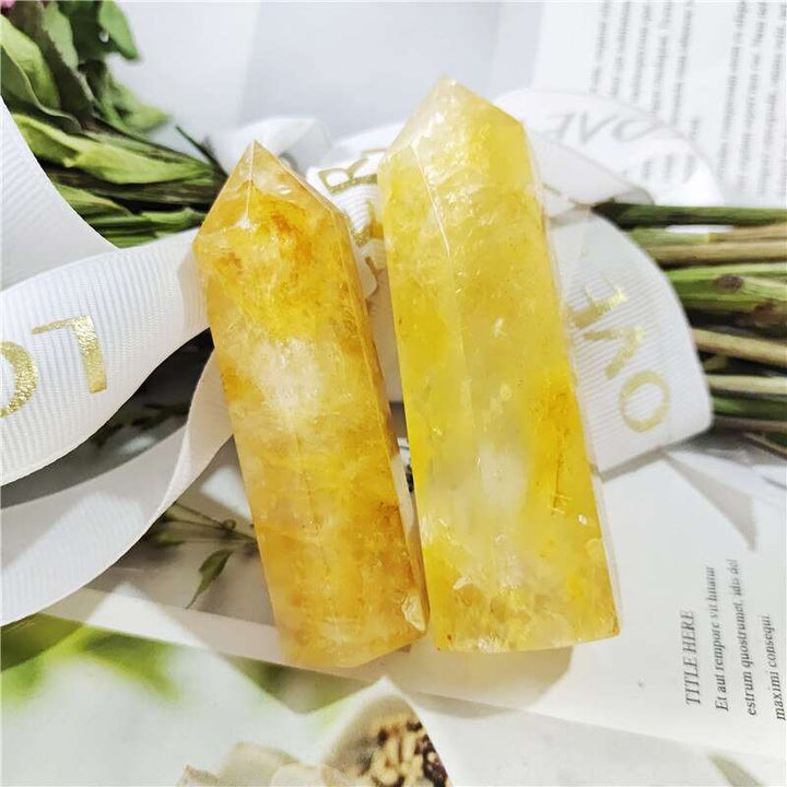 Yellow Hematoid Quartz Crystal Tower