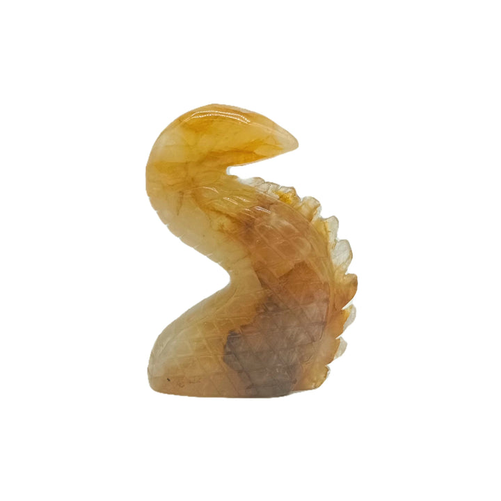 Yellow Hematoid Quartz Three Part Chinese Dragon Sculpture