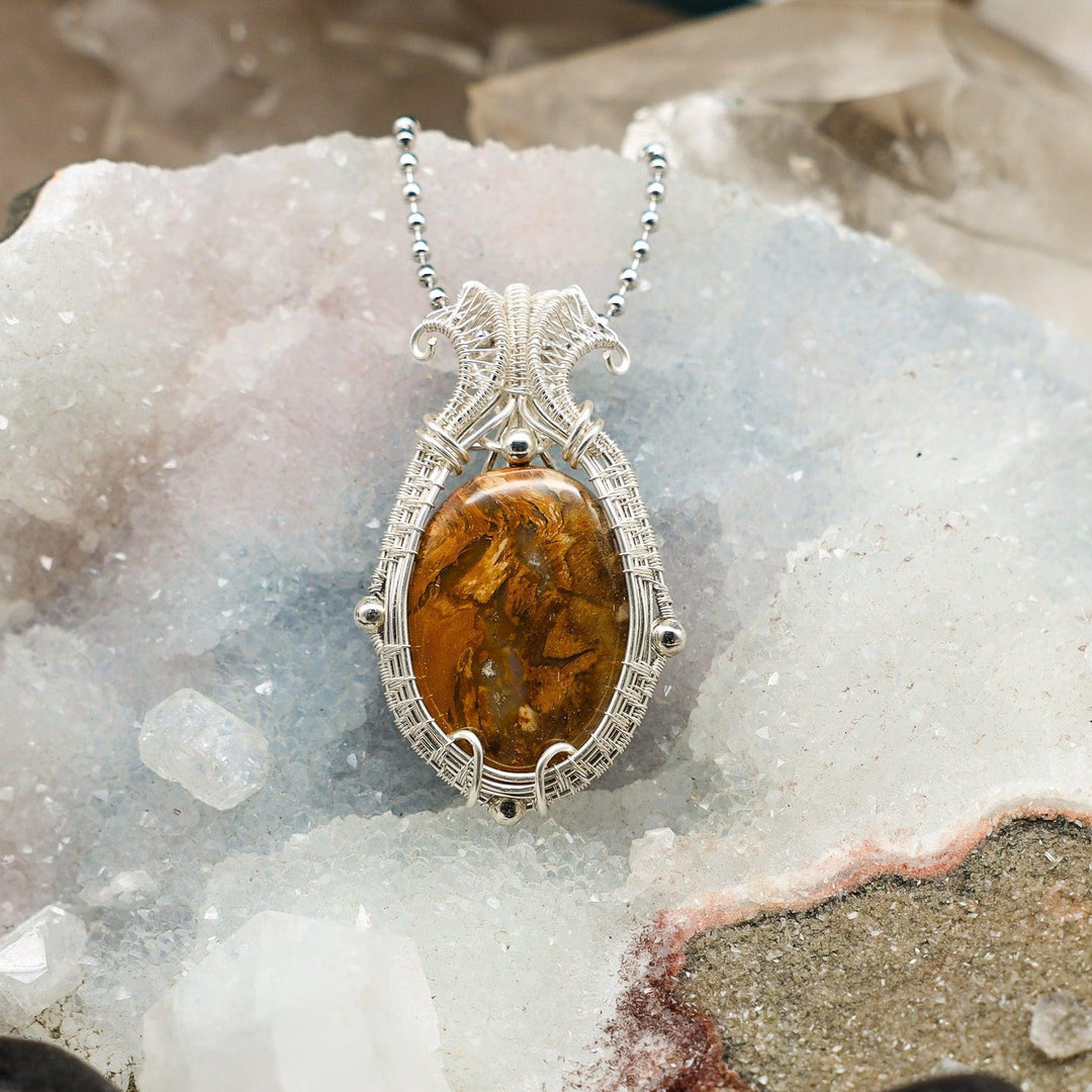 Yellow Jasper Wire Wrap Pendant - 2.25"