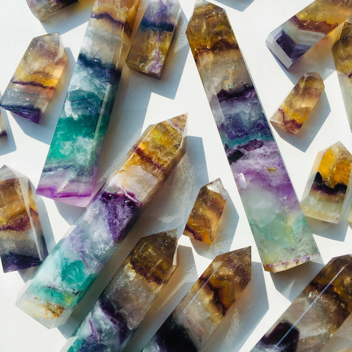 Yellow Rainbow Fluorite Tower