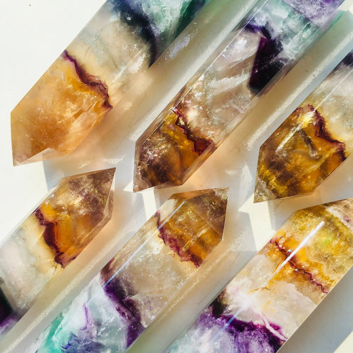 Yellow Rainbow Fluorite Tower