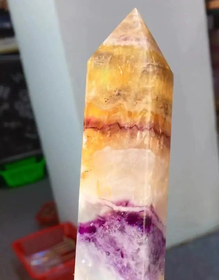 Yellow Rainbow Fluorite Tower