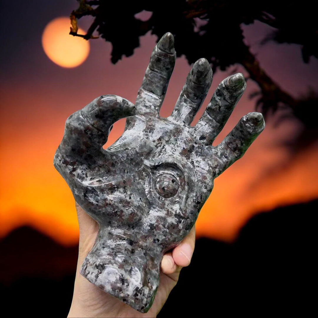 Yooperlite Carved Demon Hand UV Reactive