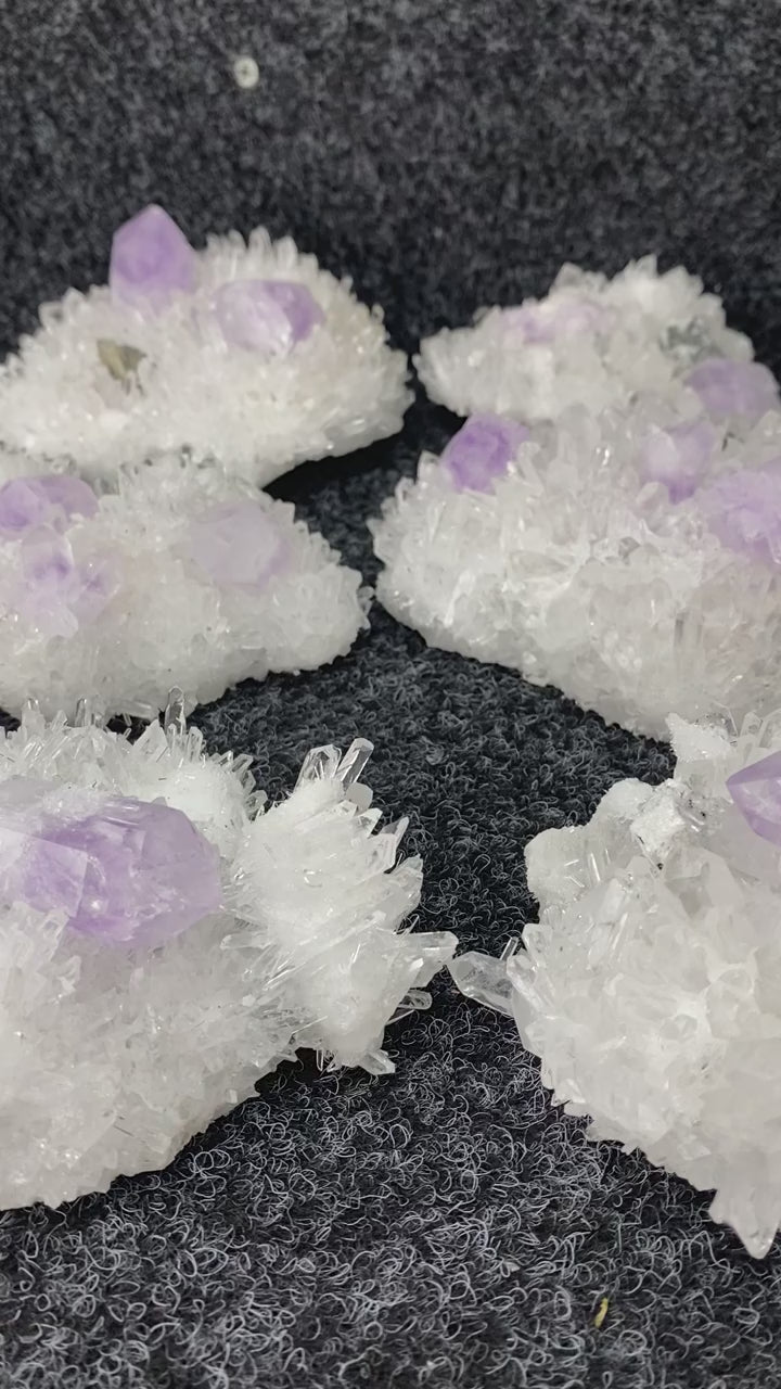 Rare Transparent White Quartz, Amethyst And Copper Ore Cluster